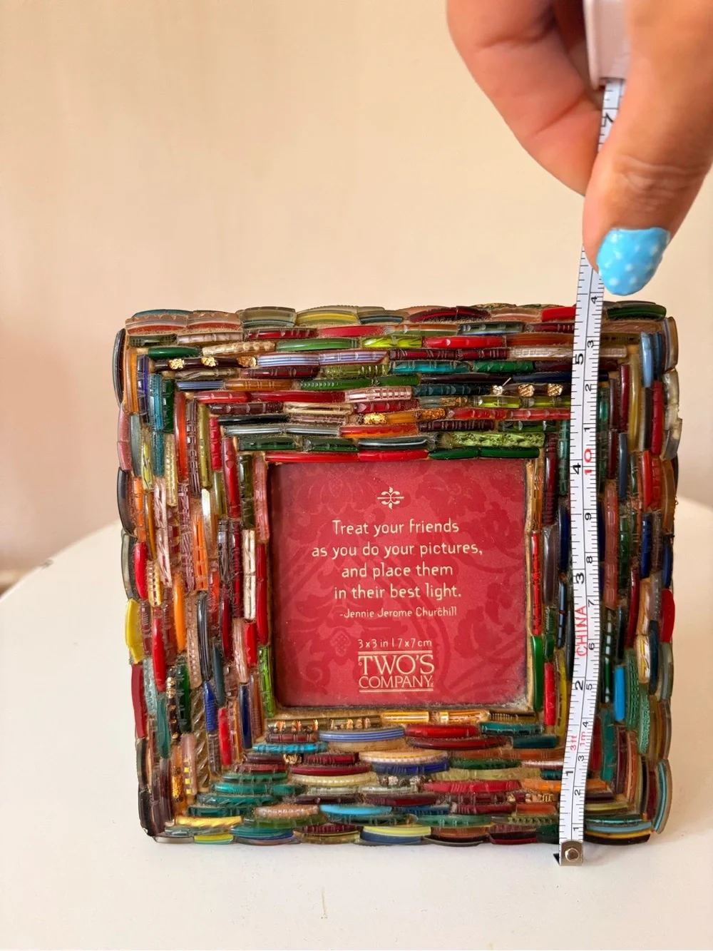 Vintage Two's Company Vibrant Multicolor Mosaic Square Frame